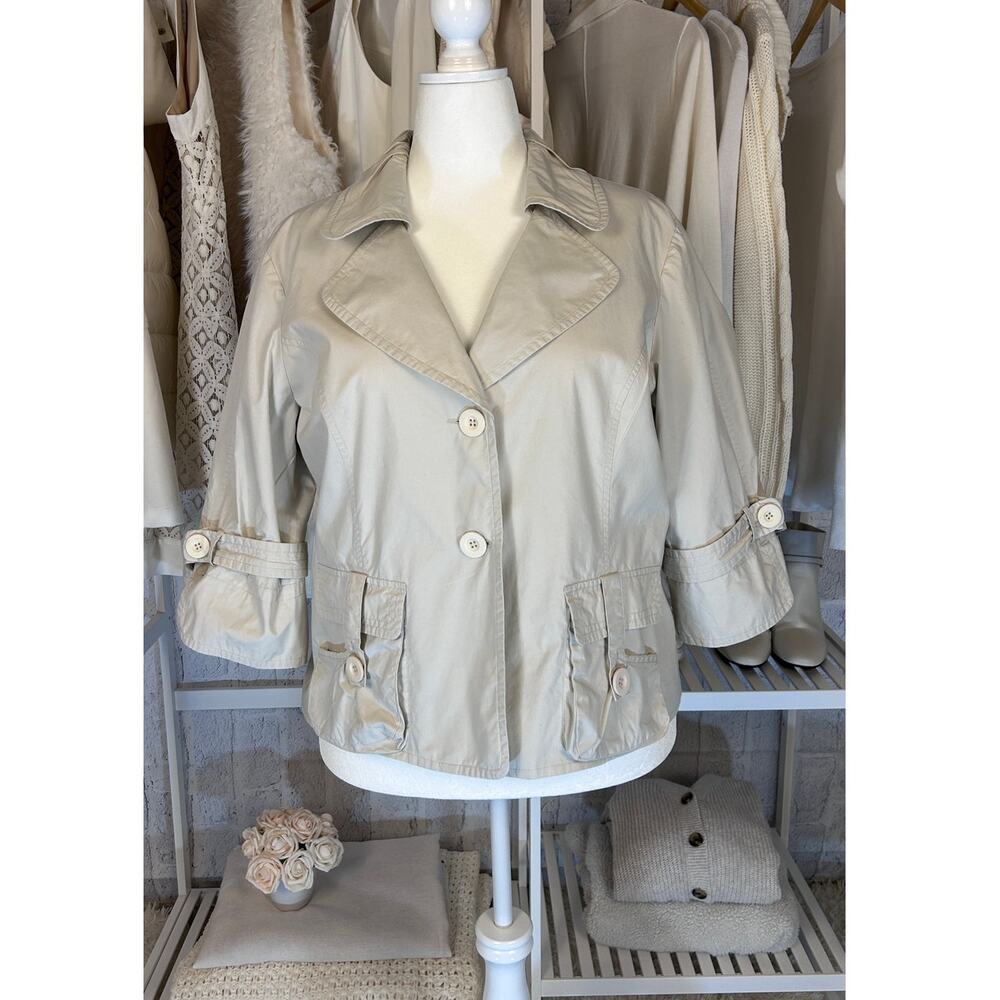 Metrostyle Women's Sz 20 Beige Khaki Lightweight 3/4 Sleeve Jacket #0068